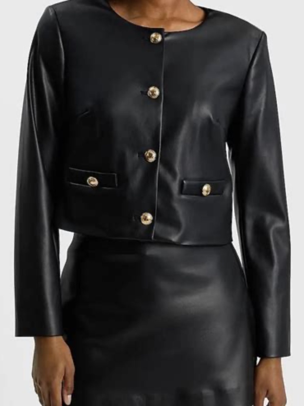 NWT J Crew Black Patch pocket faux-leather women’s jacket